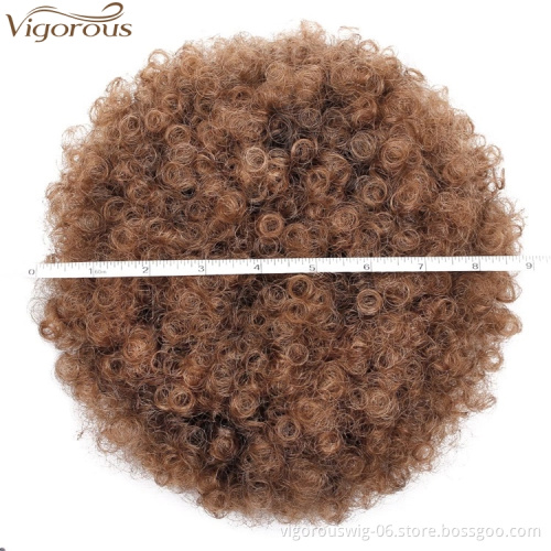 Vigorous Blonde Curly Chignon Afro Natural Bun Hairpiece Puff Drawstring Ponytail Extensions Synthetic Hair Bun for Women